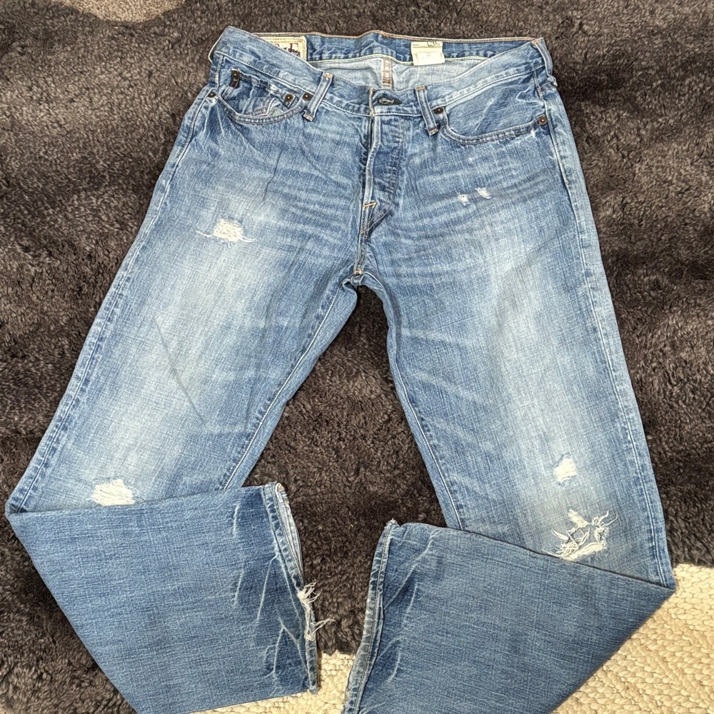 Abercrombie & Fitch Men's Light Blue Straight Jeans